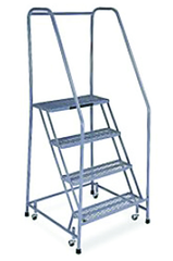 Model 1000; 4 Steps; 30 x 31'' Base Size - Steel Mobile Platform Ladder - Sun Tool & Supply