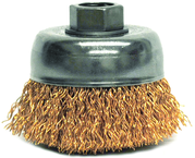 3" Crimped Wire Cup Brush - .020 Bronze; 5/8-11 A.H. - Non-Sparking Wire Wheel - Sun Tool & Supply