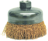 4" Crimped Wire Cup Brush - .020 Bronze; 5/8-11 A.H. - Non-Sparking Wire Wheel - Sun Tool & Supply