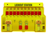 Padllock Wall Station - 15-1/2 x 22 x 1-3/4''-With (10) 1106 Aluminum Padlocks - Sun Tool & Supply