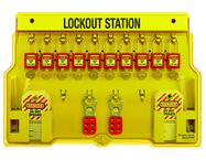 Padllock Wall Station - 15-1/2 x 22 x 1-3/4''-With (10) Xenoy Padlocks - Sun Tool & Supply