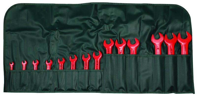 Insulated Open End Inch Wrench 14 Piece Set Includes: 5/16" - 1-1/8" In Canvas Pouch - Sun Tool & Supply