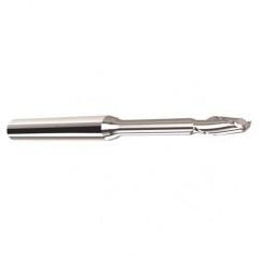 2mm Dia. - 2.5mm LOC - 38mm OAL - .15mm C/R  2 FL Carbide End Mill with 12mm Reach - Uncoated - Sun Tool & Supply