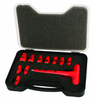 Insulated 1/4" Inch T-Handle Socket Set Includes Socket Sizes: 3/16; 7/32; 1/4; 9/32; 5/16; 11/32; 3/8; 7/16; 1/2; 9/16 and T Handle In Storage Box. 11 Pieces - Sun Tool & Supply