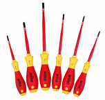 Insulated Slim Integrated Insulation 6 Piece Screwdriver Set Slotted 4.5; 6.5; Phillips #1 & 2; Square #1 & 2. - Sun Tool & Supply