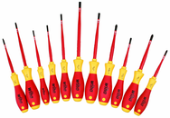 Insulated Slim Integrated Insulation 11 Piece Screwdriver Set Slotted 3.5; 4; 4.5; 5.5; 6.5; Phillips #1 & 2; Xeno #1 & 2; Square #1 & 2 - Sun Tool & Supply