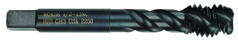 1-3/4-5 Dia. - GH7 - 6 FL - Premium HSS - Black Oxide-Semi Bottoming Oversize +.0035 Shear Tap - Sun Tool & Supply