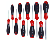 10 Piece - T7s; T8s; T9s; T10s; T20s; T25s; T27s; T30s; T40s Security - Torx SoftFinish® Cushion Grip Screwdriver Set - Sun Tool & Supply