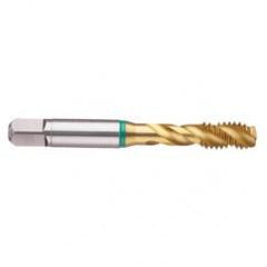 12-28 2B 3-Flute Cobalt Green Ring Semi-Bottoming 40 degree Spiral Flute Tap-TiN - Sun Tool & Supply