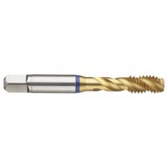 9/16-18 3B 4-Flute Cobalt Blue Ring Semi-Bottoming 40 degree Spiral Flute Tap-TiN - Sun Tool & Supply