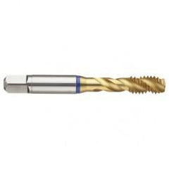 9/16-18 3B 4-Flute Cobalt Blue Ring Semi-Bottoming 40 degree Spiral Flute Tap-TiN - Sun Tool & Supply