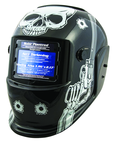 #41282 - Solar Powered Welding Helment; Black with Skull and Pistol Graphics - Sun Tool & Supply