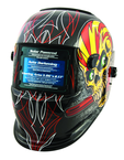 #41283 - Solar Powered Welding Helment; Black with Skull and Pipewrench Graphics - Sun Tool & Supply