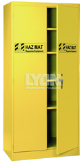 HazMat Cabinet - #5460HM - 36 x 24 x 78" - Setup with 4 shelves - Yellow only - Sun Tool & Supply