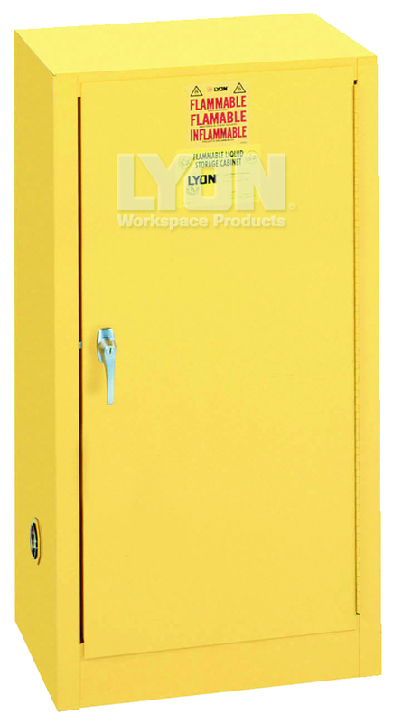 Compact Storage Cabinet - #5474 - 23-1/4 x 18 x 44" - 15 Gallon - w/one shelf, 1-door manual close - Yellow Only - Sun Tool & Supply