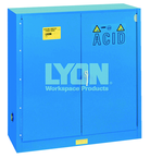 Acid Storage Cabinet - #5541 - 43 x 18 x 44" - 30 Gallon - w/one shelf, two poly trays, bi-fold self-closing door - Blue Only - Sun Tool & Supply