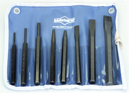 8-Pc. Punch & Chisel Set; includes 3 Punches; 1center punch; 1 solid punch; 3 cold chisels - Sun Tool & Supply