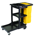 Cleaning Cart w/zipper Red yellow vinyl bag (20.8 gal capacity) Non-marking 8" wheels and 4" casters - Sun Tool & Supply