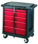 5 Dwr Mobile Work Center. Work surface supports 250 lbs. Built-in cord wrap - Lockable casters. Locking bar - Sun Tool & Supply