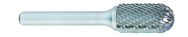 SC-7 -- 3/4 x 1 LOC x 1/4 Shank x 2 OAL Cylindrical Ball Nose Carbide Medium Tough Cut Burr - Sun Tool & Supply