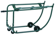 Drum Cradle - 1"O.D. x 14 Gauge Steel Tubing - For 55 Gallon drums - Bung Drain 18-7/8" off floor - 5" Rubber wheels - 3" Rubber casters - Sun Tool & Supply