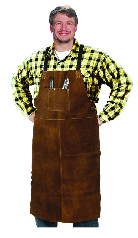 24" x 36" Leather Bib Apron - Split Cowhide - Brown - Sun Tool & Supply