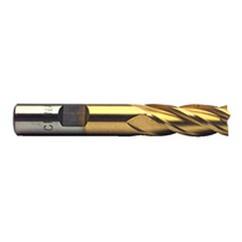 1/2 Dia. x 3-1/4 Overall Length 4-Flute Square End High Speed Steel SE End Mill-Round Shank--TiN - Sun Tool & Supply