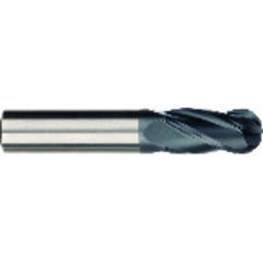 1/4 x 1/4 x 3/4 x 2-1/2 OAL 4 Flute Ball Nose Carbide End Mill - Round Shank-AlCrN Coated - Sun Tool & Supply