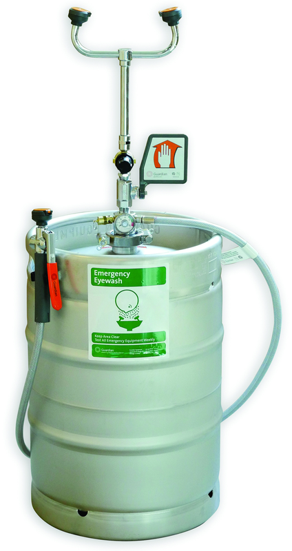 Guardian self-contained eyewash/drench hose unit is ideal for use in low traffic areas, and where a continuous supply of potable water is unavailable for plumbed units. Unit is heated and insulated to endure low or freezing temperatures. - Sun Tool & Supply