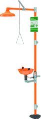 Guardian combination eyewash and shower station. Eyewash features a plastic bowl with two GS-Plus™ spray-type outlet heads that deliver a flood of water for rinsing eyes. - Sun Tool & Supply