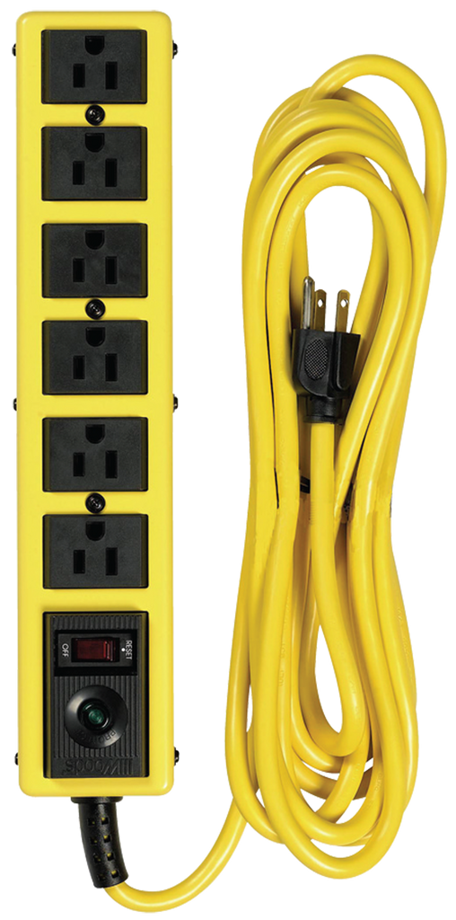 6 Outlet - Black/Yellow - Surge Protector/Circuit Breaker - Sun Tool & Supply