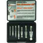 #7017P; Removes #6 to #12 Screws; 7 Piece Extractor Kit - Screw Extractor - Sun Tool & Supply