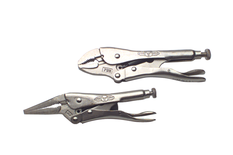 Locking Plier Set -- 2pc. Chrome Plated- Includes: 6" Long Nose; 7" Curved Jaw - Sun Tool & Supply