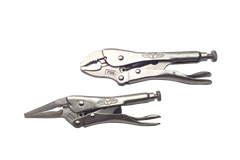 Locking Plier Set -- 2pc. Chrome Plated- Includes: 6" Long Nose; 7" Curved Jaw - Sun Tool & Supply