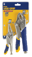 Fast Release Curved Jaw Locking Pliers Set -- 2 Pieces -- Includes: 10" Curved Jaw & 6" Long Nose - Sun Tool & Supply