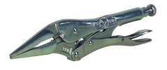 Long Nose Locking Pliers with Wire Cutter -- #9LN Plain Grip 3'' Capacity 9'' Long - Sun Tool & Supply