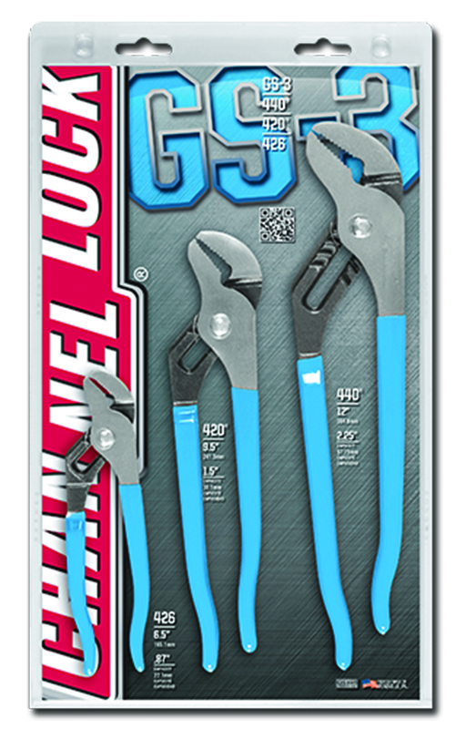 Channellock Tongue & Groove Plier Set -- #GS3; 3 Pieces; Includes: 6-1/2"; 9-1/2"; 12" - Sun Tool & Supply