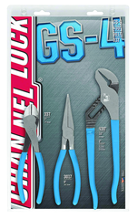 Channellock Combo Pliers Set -- #GS4; 3 Pieces; Includes: 7-1/2" Long Nose; 7" Cutting; 10" Tongue & Groove - Sun Tool & Supply