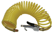 600N25A - 1/4 MPT x 25 Feet - Yellow Nylon - 1-Swivel Fitting(s) - Recoil Air Hose & Air Blow Gun Kit - Sun Tool & Supply