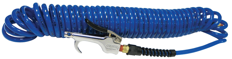 #600PU25BT - 1/4 MPT x 25 Feet - Blue Polyurethane - 2 Swivel Fitting(s) - Recoil Air Hose & Air Blow Gun Kit - Sun Tool & Supply