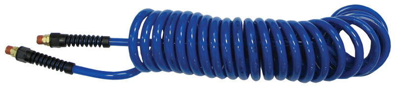 #PU1410BT - 1/4 MPT x 10 Feet - Transparent Blue Polyurethane - 1-Swivel Fitting(s) - Self-Storing Hose - Sun Tool & Supply