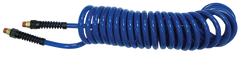 #PU1410BT - 1/4 MPT x 10 Feet - Transparent Blue Polyurethane - 1-Swivel Fitting(s) - Self-Storing Hose - Sun Tool & Supply