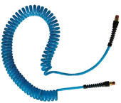 #PUE1425BT - 1/4 MPT x 25 Feet - Transparent Blue Polyurethane - 2 Swivel Fitting(s) - Self-Storing Hose - Sun Tool & Supply