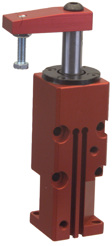 Block Style Pneumatic Swing Cylinder - #8116 .38'' Vertical Clamp Stroke - With Arm - LH Swing - Sun Tool & Supply