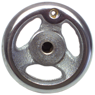 Polished Chrome Plated Handwheel - 12'' Wheel Diameter; 2-5/32'' Hub Diameter; 1/2-13 Threaded Handle Hole; 3/4'' Threaded Center Hole - Sun Tool & Supply