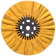 16 x 1-1/4'' (7 x 8'' Flange) - Cotton Treated - Stiff Yellow Sheeting for Non-Ferrous Metals Ventilated Bias Buffing Wheel - Sun Tool & Supply