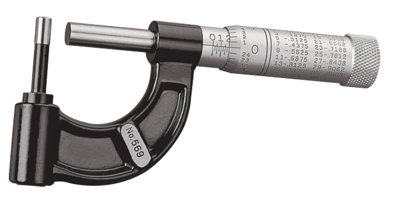 #569AXP - 0 - 1'' Measuring Range - .001" Graduation - Friction Thimble - Carbide Face - Tubing Micrometer - Sun Tool & Supply