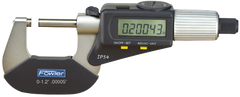 0 - 1"/0 - 25mm Measuring Range - .00005"/.001mm Resolution - Ratchet Thimble - Carbide Face - Electronic 4-Way Reading Outside Micrometer with SPC - Sun Tool & Supply