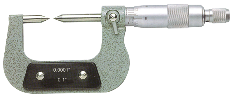 2 - 3'' Measuring Range - .0001 Graduation - Ratchet Thimble - High Speed Steel Face - Point Micrometer - Sun Tool & Supply