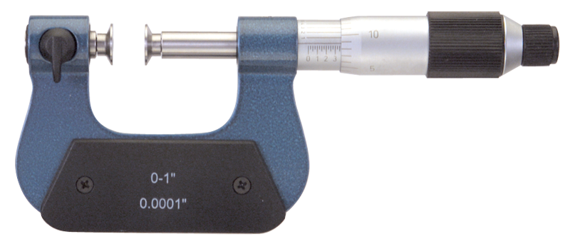 0 - 1'' Measuring Range - .0001 Graduation - Friction Thimble - High Speed Steel Face - Interchangeable Anvil Micrometer - Sun Tool & Supply